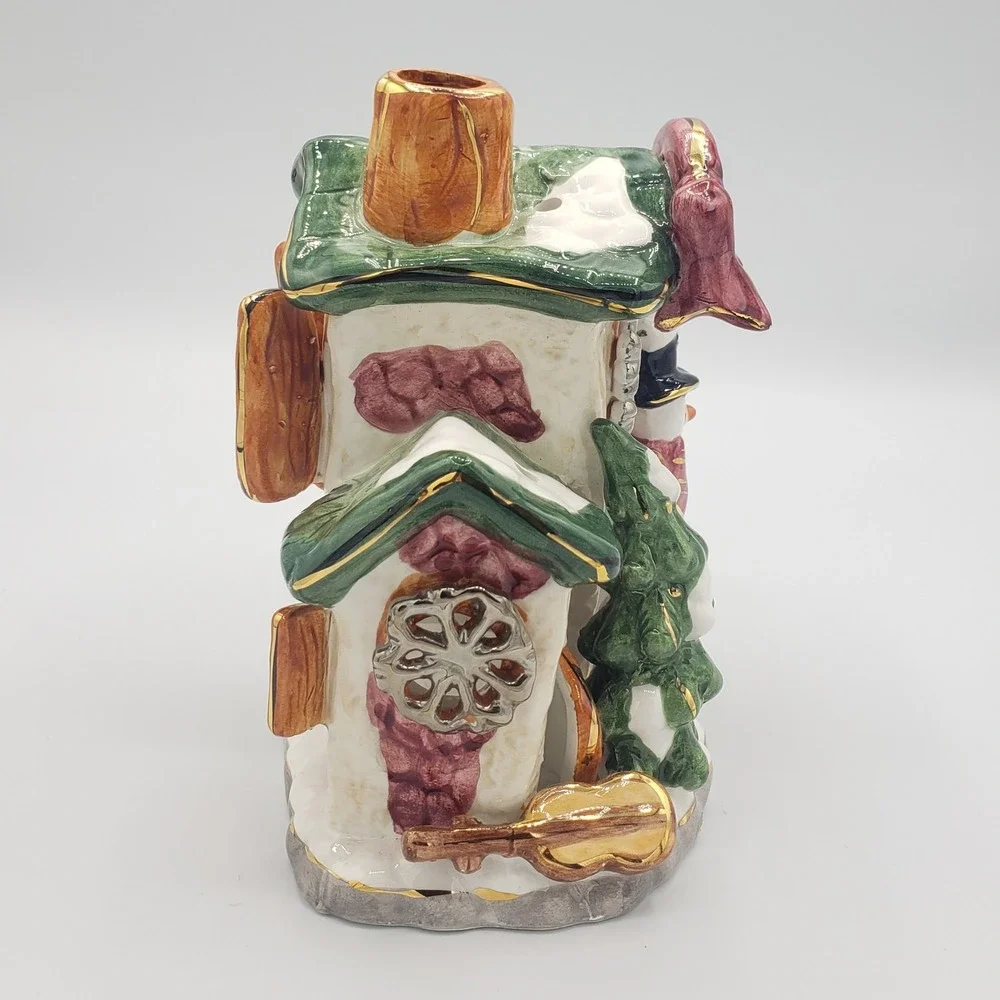 Ceramic Snowman and House Tealight‎ Candle Decoration Welcome